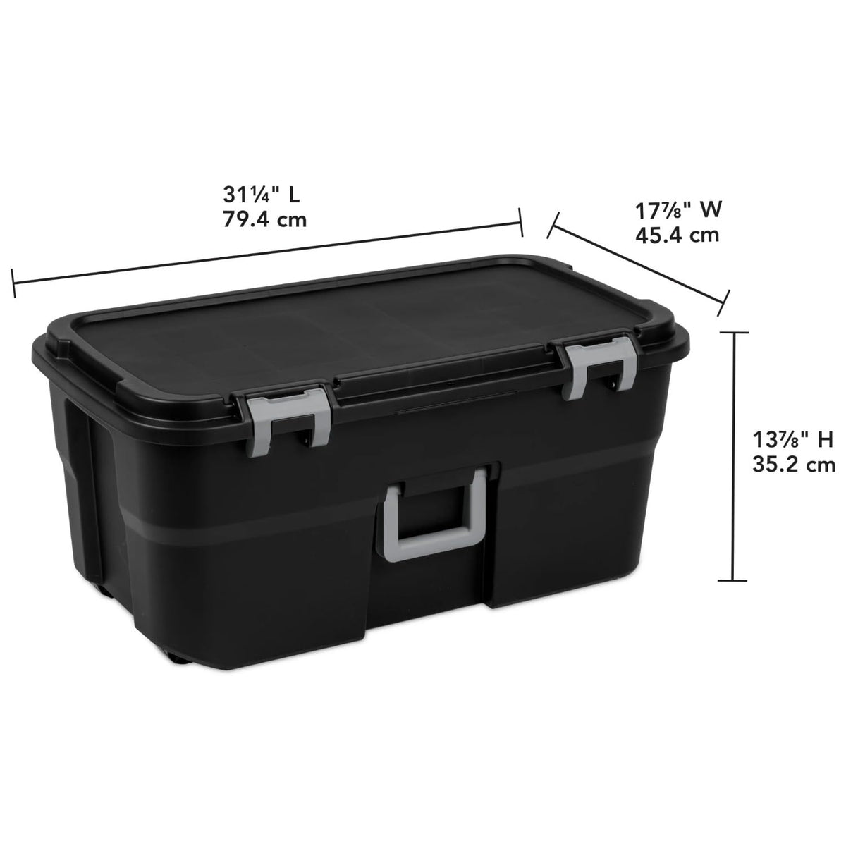 Black Lockable Wheeled Plastic Storage Footlocker Z793