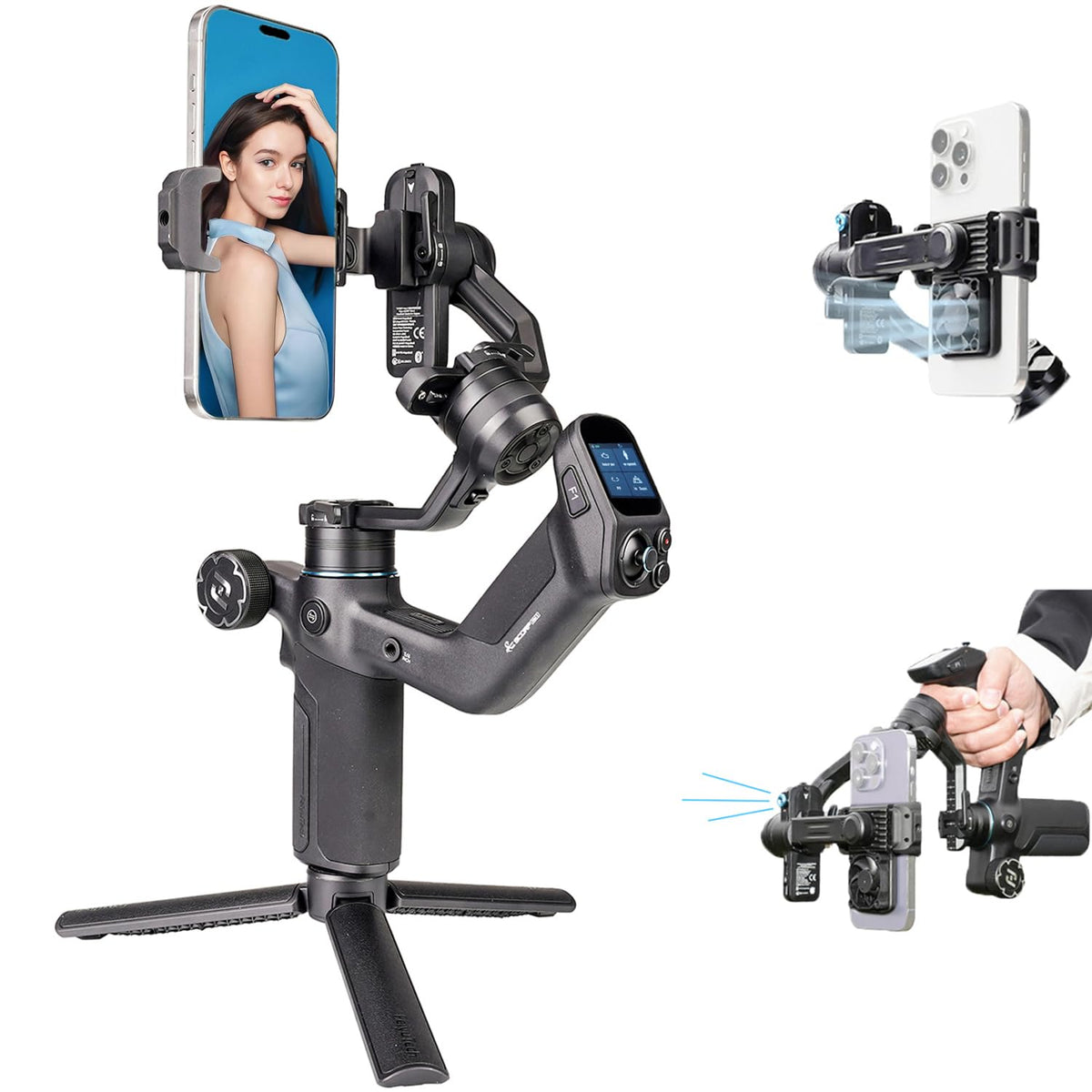 3-Axis Phone Gimbal Stabilizer with Integrated Grip D836