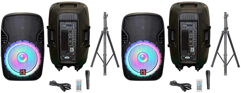 15" 2-Way Powered Bluetooth Karaoke Speaker with Speaker Stand I278