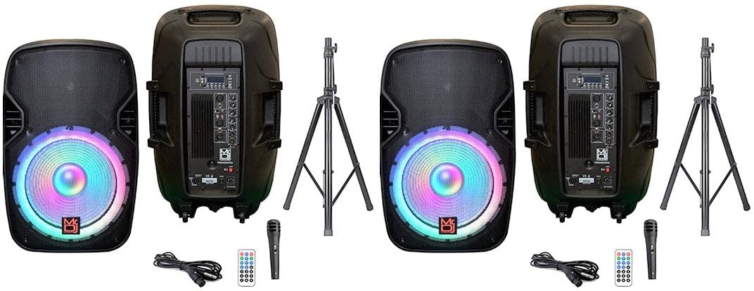 15" 2-Way Powered Bluetooth Karaoke Speaker with Speaker Stand I278