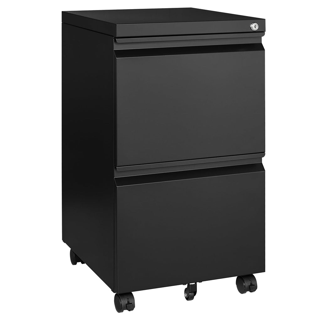 2 Drawer Black Metal Mobile File Cabinet with Lock Q269