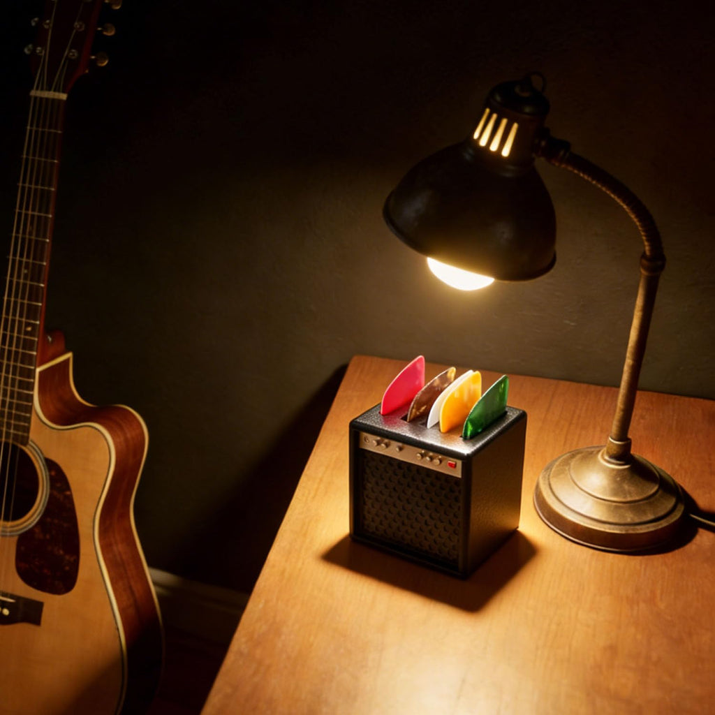 Guitar Picks Holder Box with 5 Guitar Picks A368063