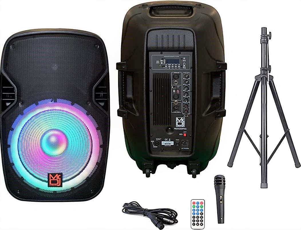 15" 2-Way Powered Bluetooth Karaoke Speaker with Speaker Stand I278