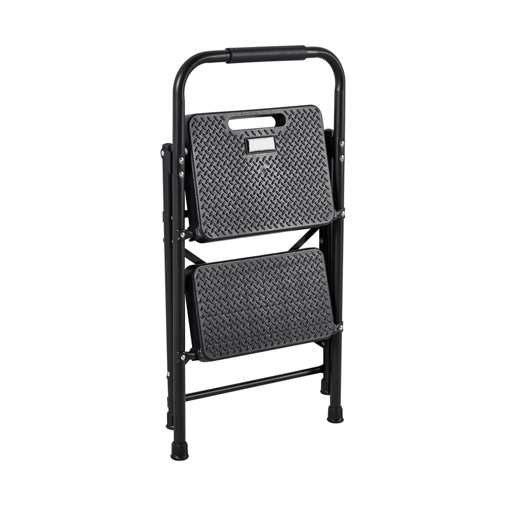 2 Step Folding Steel Ladder 600 lbs Capacity Black S72635
