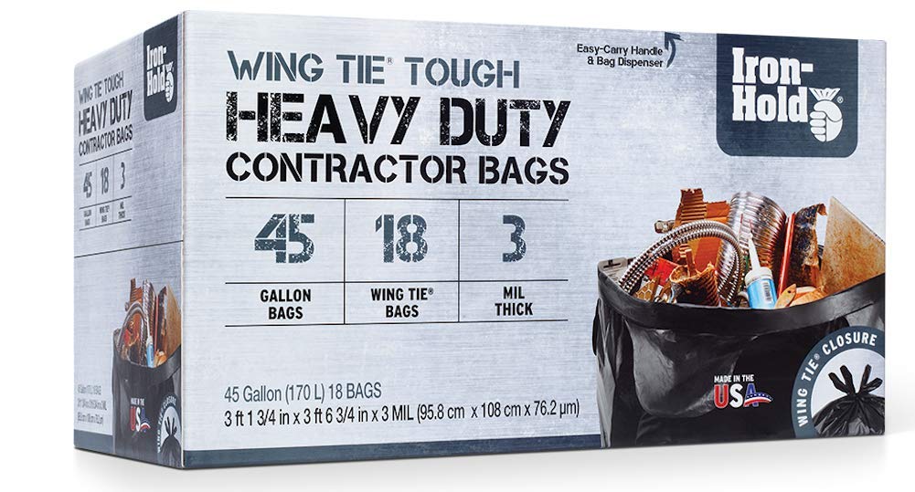 45 Gallon 18 Bags Black Heavy Duty Trash Bags J461