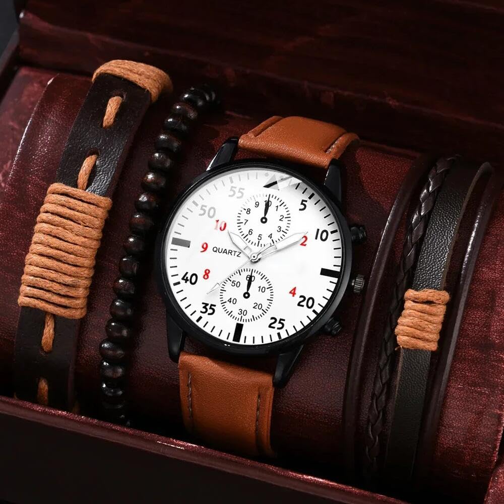 Men Chronograph Leather Strap Analog Quartz Watches G40144