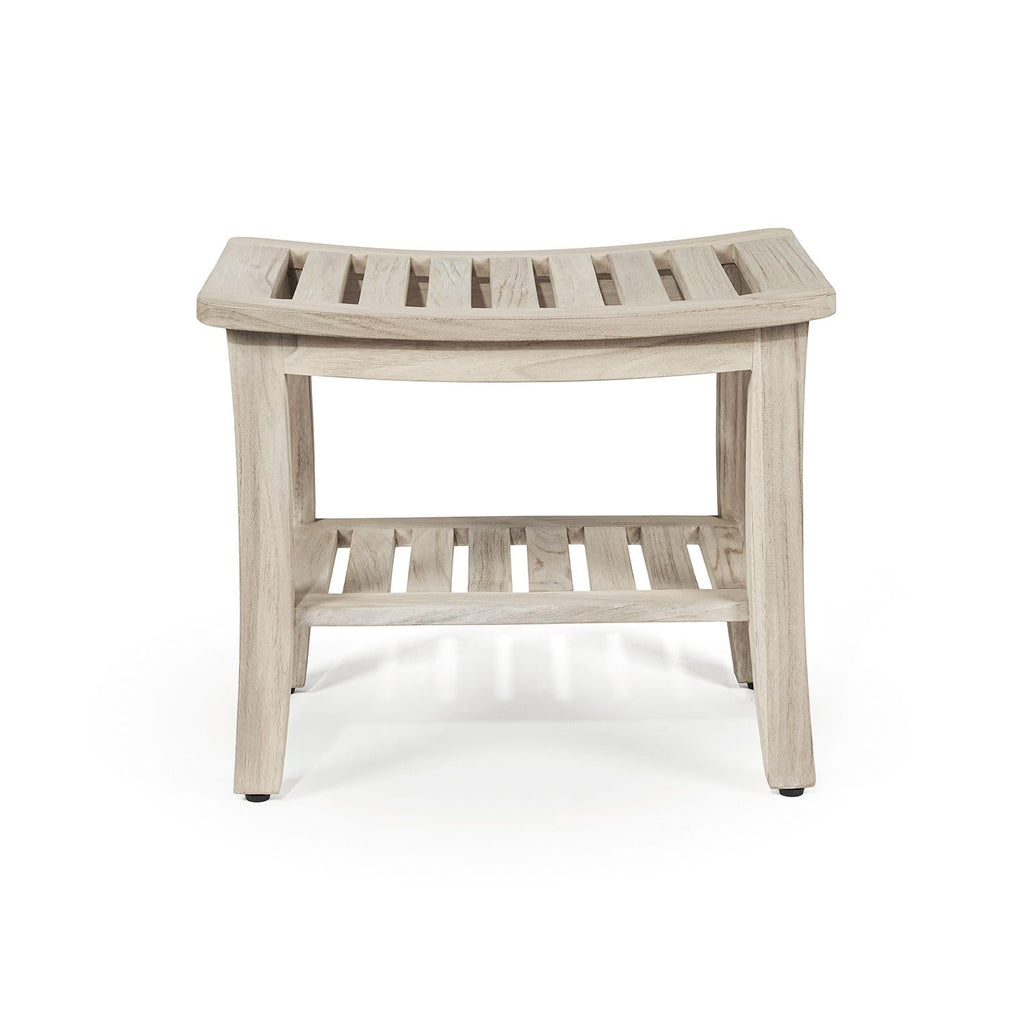 Gray Teak Shower Bench with Shelf 21 Inch F9323