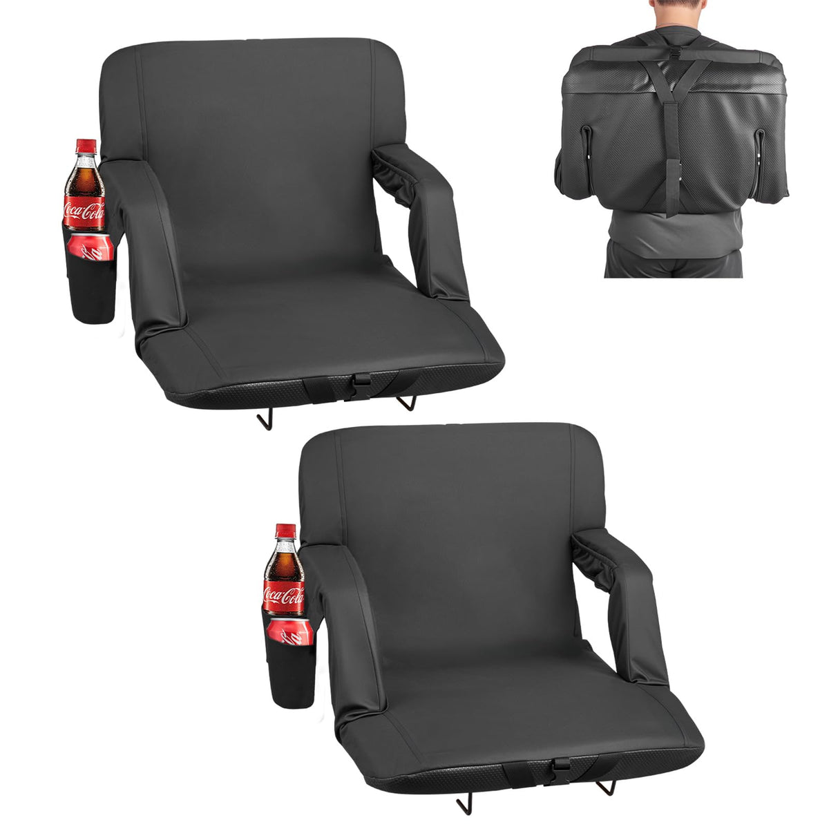 6 Adjustable Angle Padded Stadium Seat with Armrest M630231
