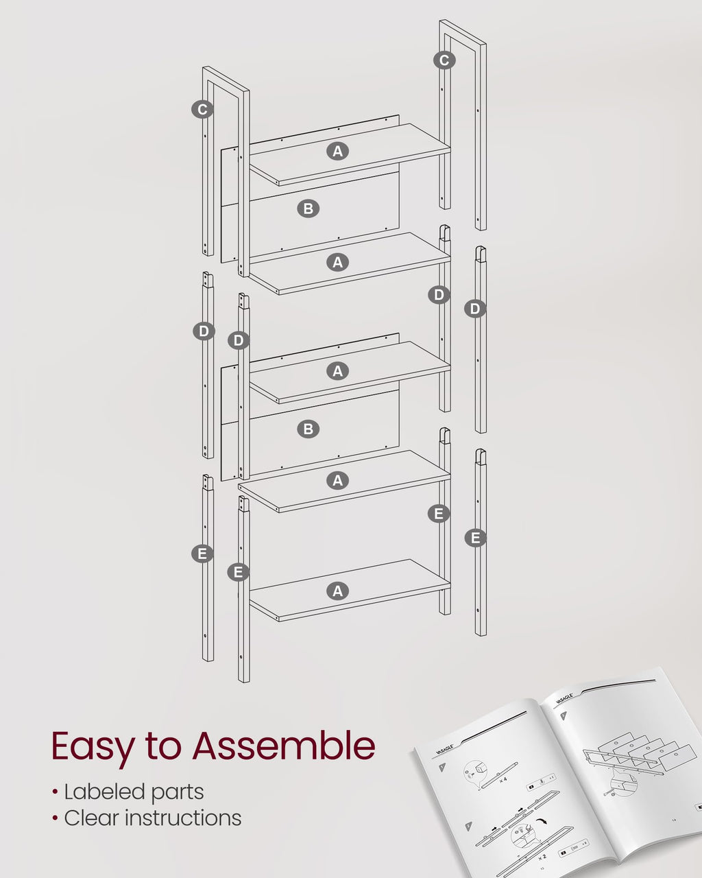 5 Tier Free Standing Bookshelf I217274