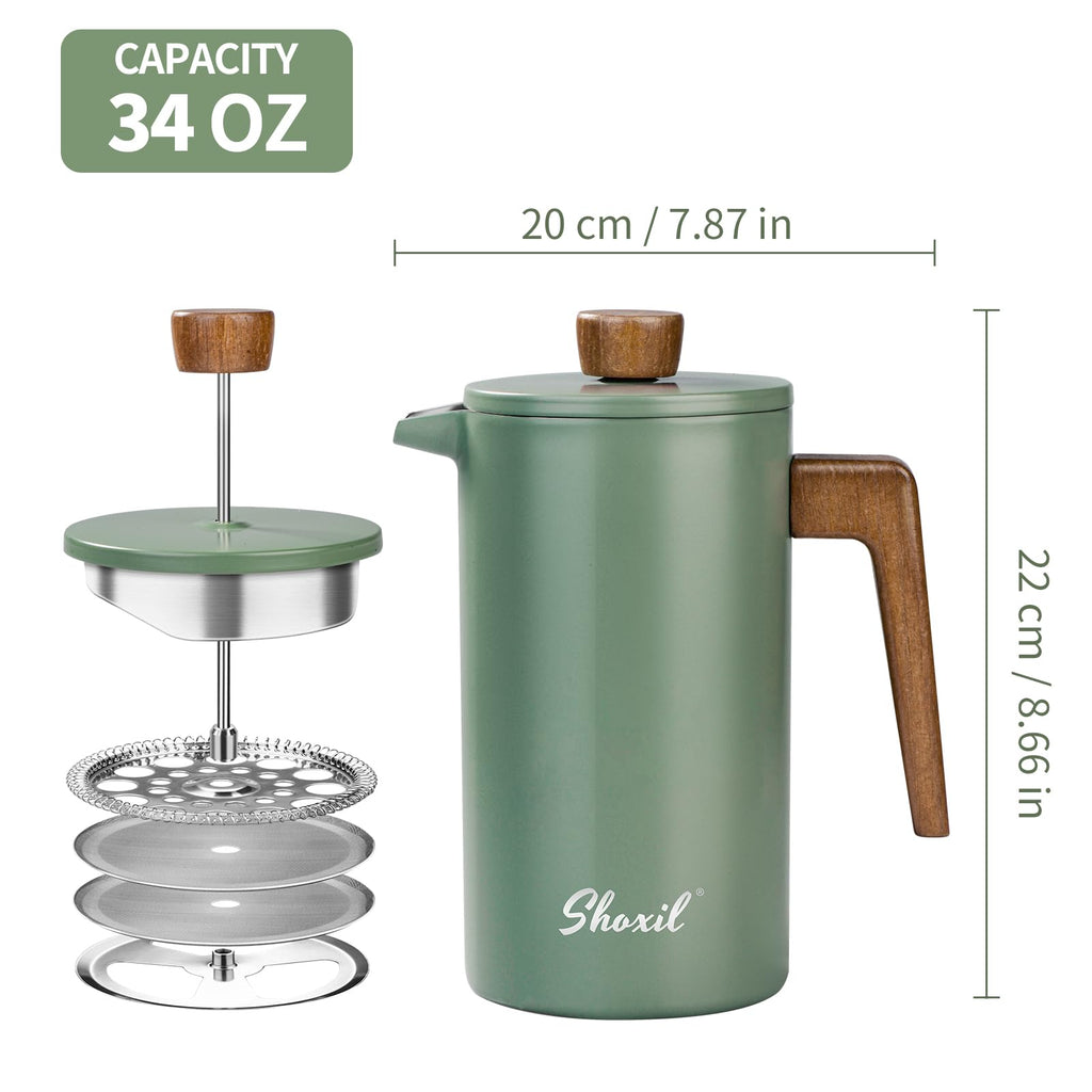 34oz Stainless Steel Double Wall Insulated French Press E4495