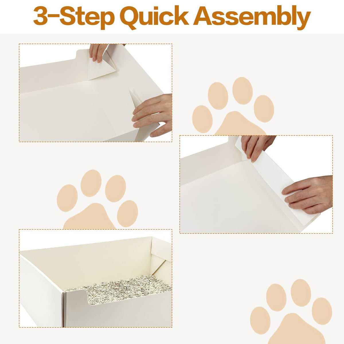 8 Pack White Foldable Disposable Litter Boxes with Scoop K8785