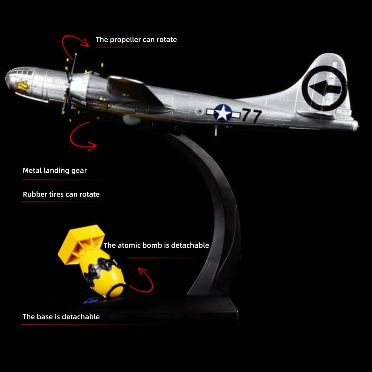 1/144 Scale WWII B-29 Superfortress Bomber Alloy Model Plane V36415