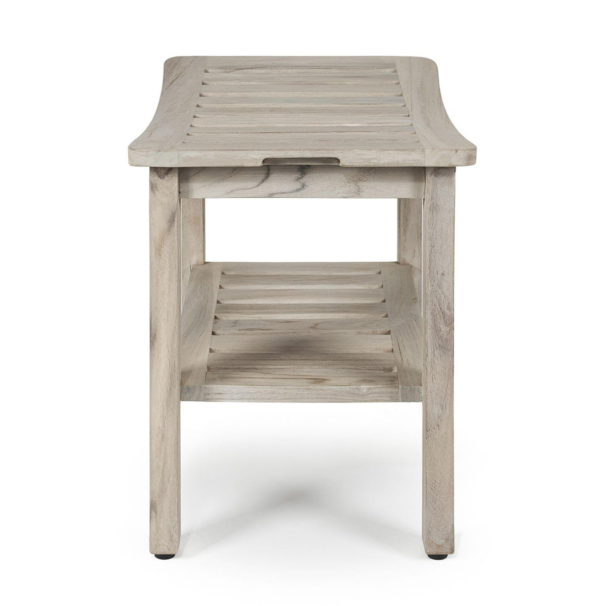 Gray Teak Shower Bench with Shelf 21 Inch F9323
