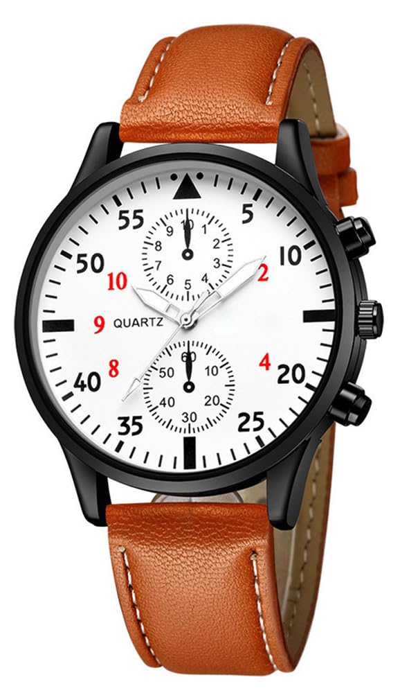 Men Chronograph Leather Strap Analog Quartz Watches G40144