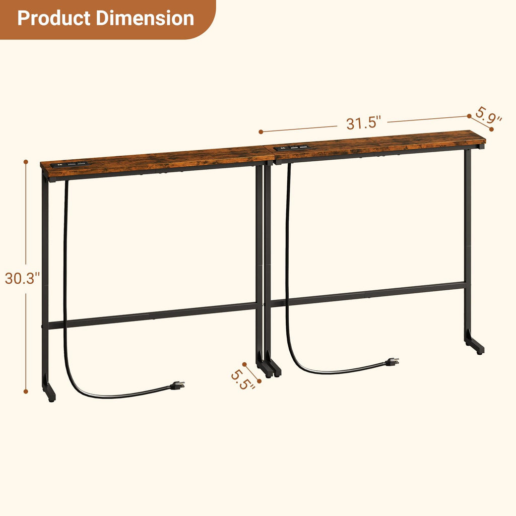 63 Inch Narrow Console Table with 2 Power Outlets O413