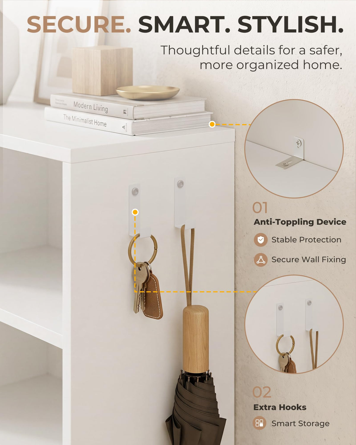 Narrow Shoe Storage Cabinet with 3 Flip Drawers J3674