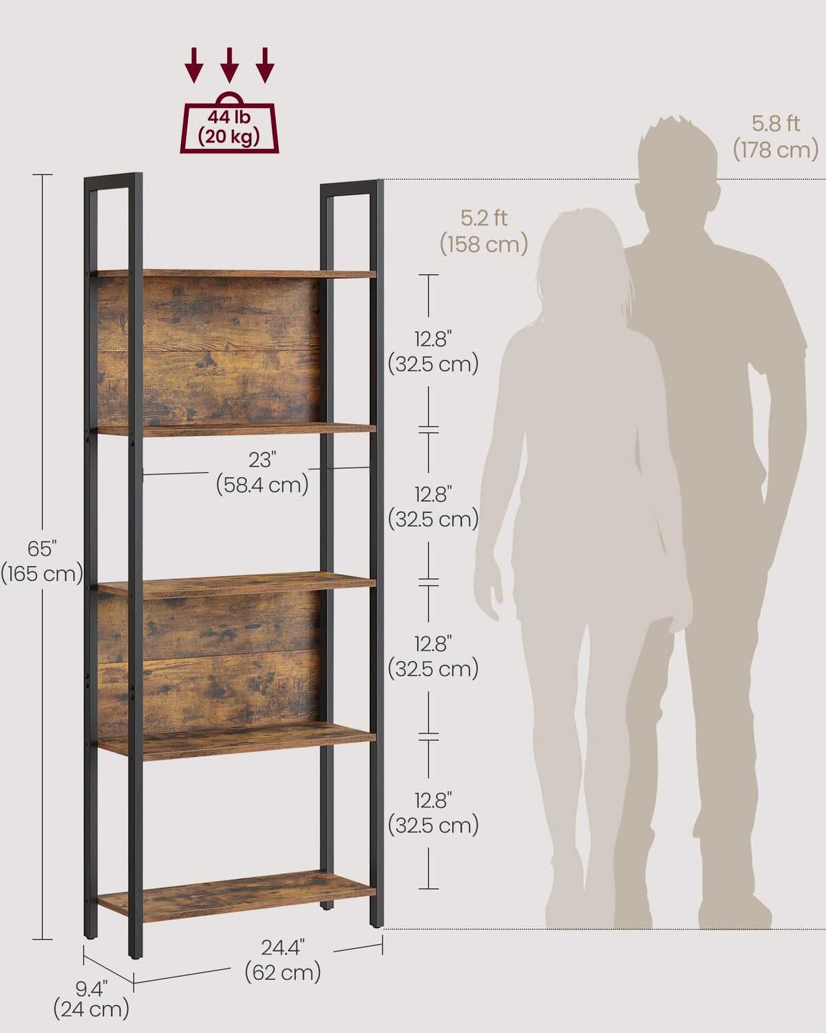 5 Tier Free Standing Bookshelf I217274
