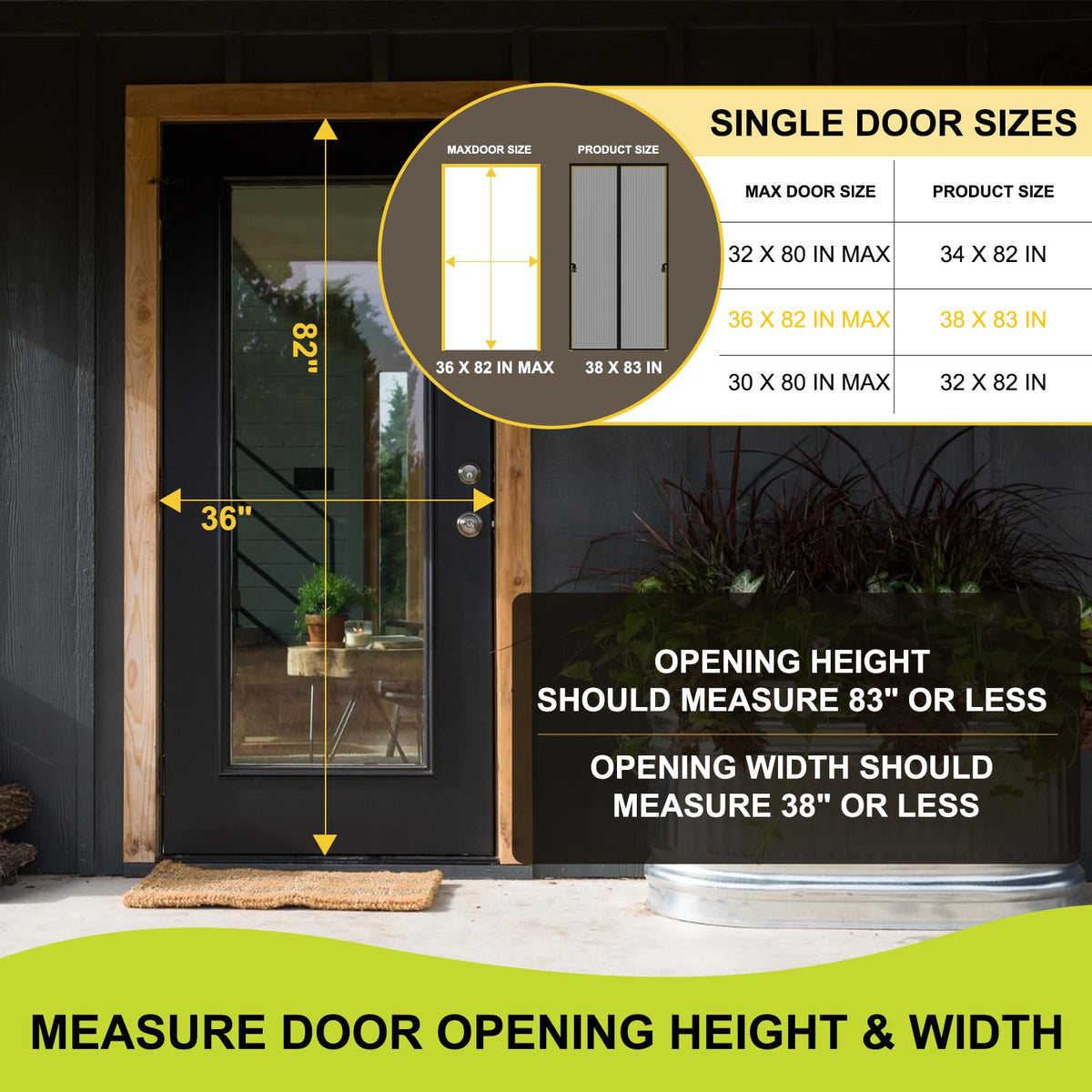 Magnetic Screen Door 36 x 82 in Mesh Curtain U983