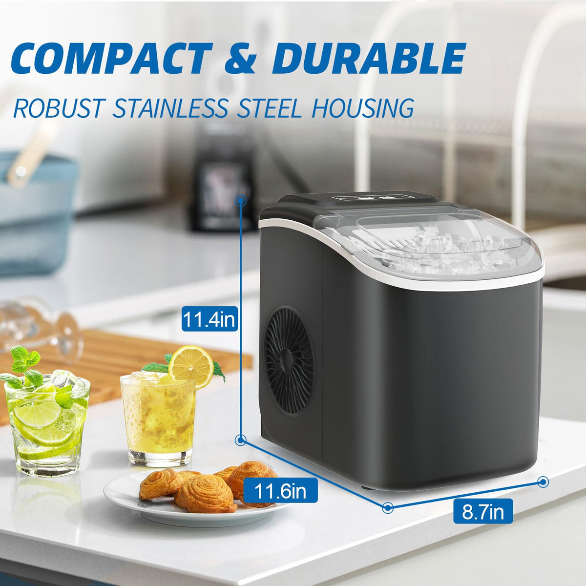Countertop Ice Maker Machine with Scoop & Basket 26Lbs/24H E748899