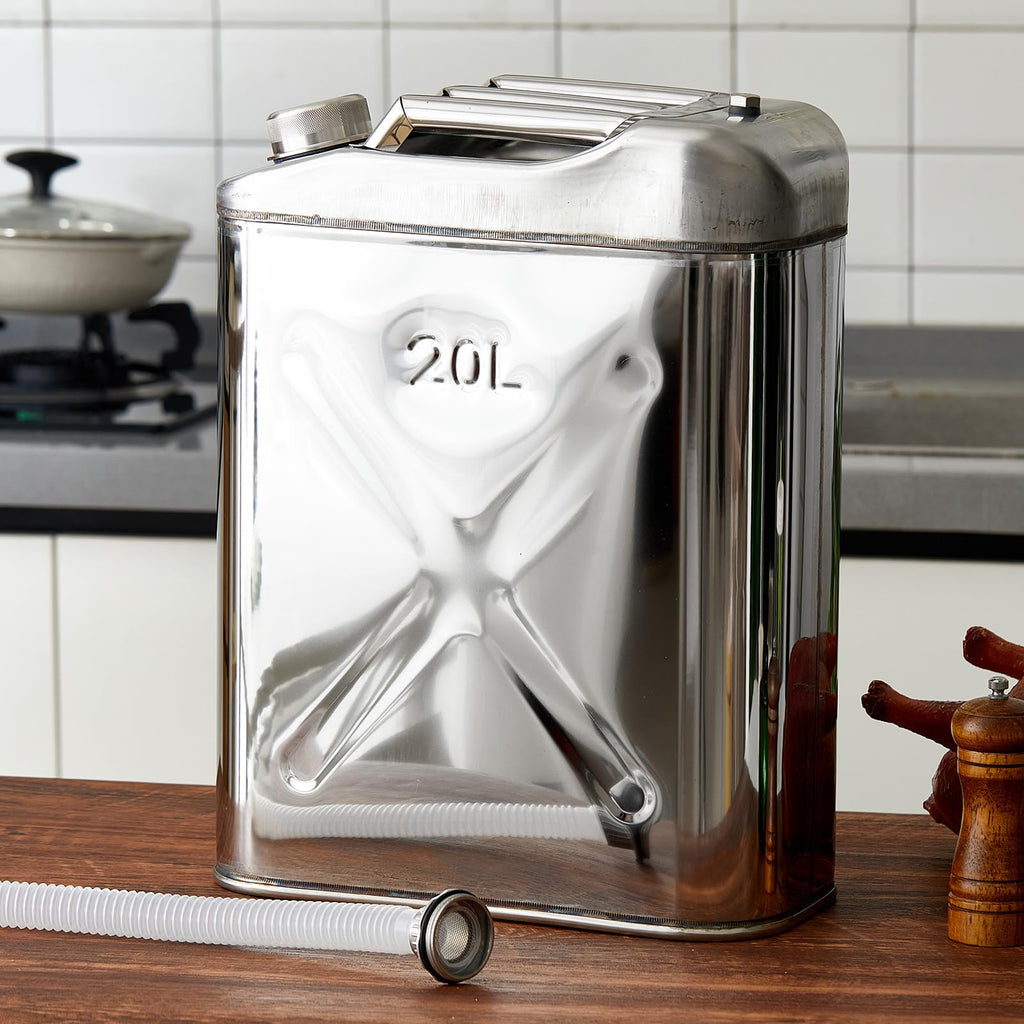 2 Pcs 5 Gallon Stainless Cooking Oil Storage Can with Lid Y5392