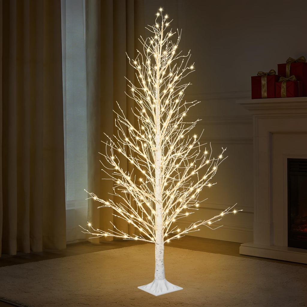 6FT LED Lighted Birch Tree with Timer IP44 Waterproof A15477