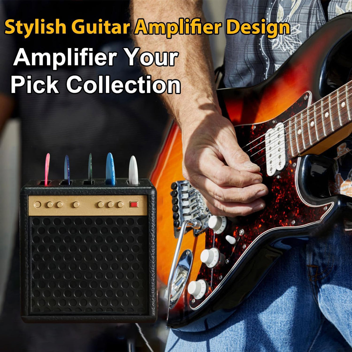 Guitar Picks Holder Box with 5 Guitar Picks A368063