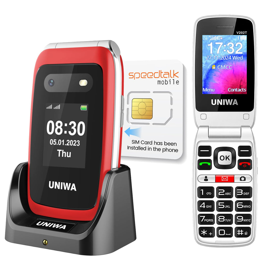 4G Flip Phone Unlocked Dual Screen 2.4"+1.77" Red P777599