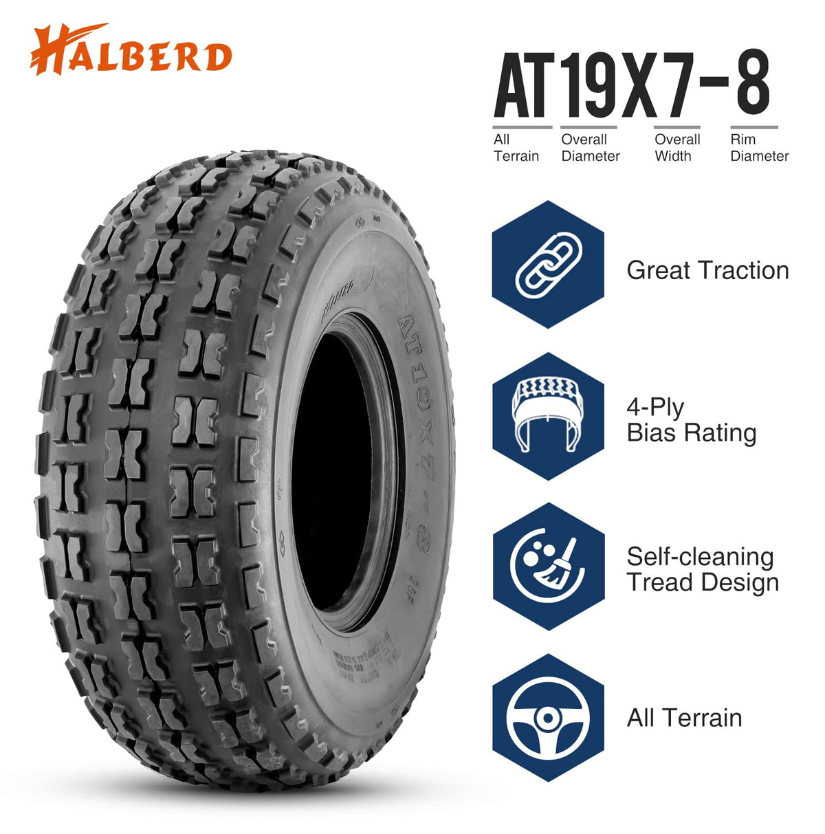 19x7-8 ATV Tires Set of 2 Tubeless All Terrain J5278