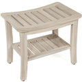 Gray Teak Shower Bench with Shelf 21 Inch F9323