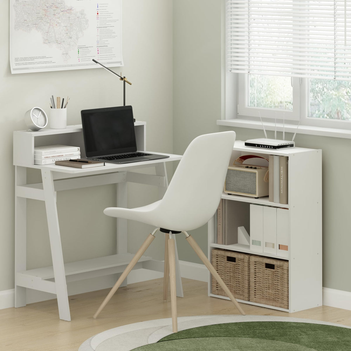 32-Inch Computer Desk with Hutch Shelf R166