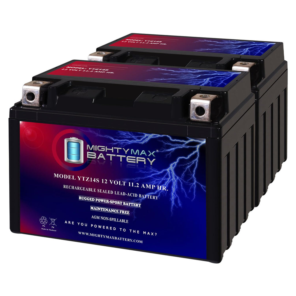 12 Volt 11.2 AH 230 CCA Rechargeable Maintenance Free SLA AGM Motorcycle Battery Pack of 2 U87569