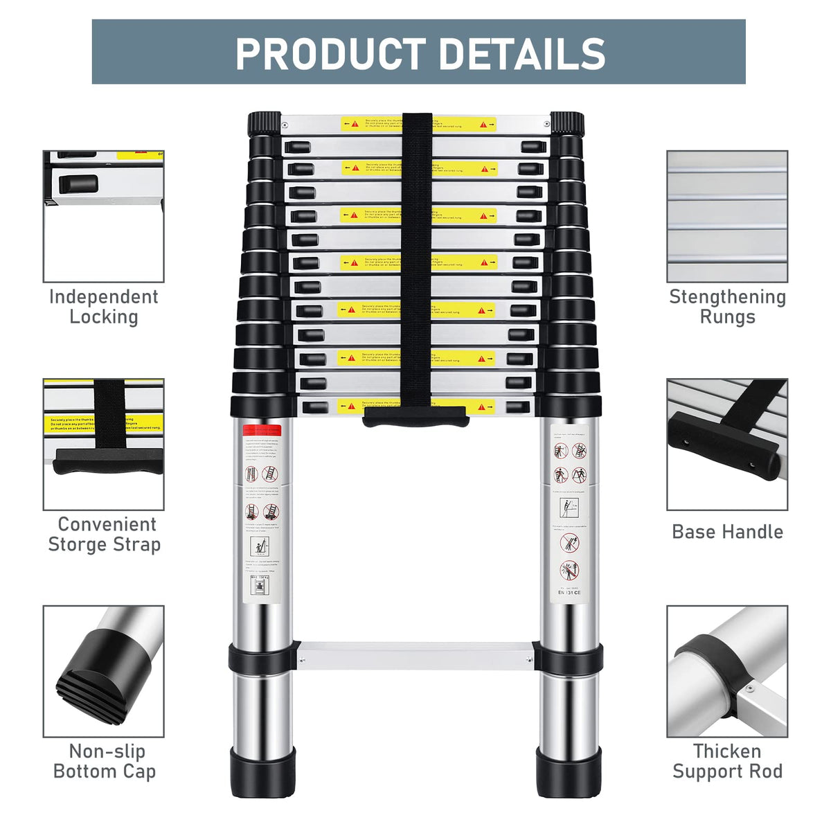 16.5FT Aluminum Telescoping Ladder 330 lbs M171665