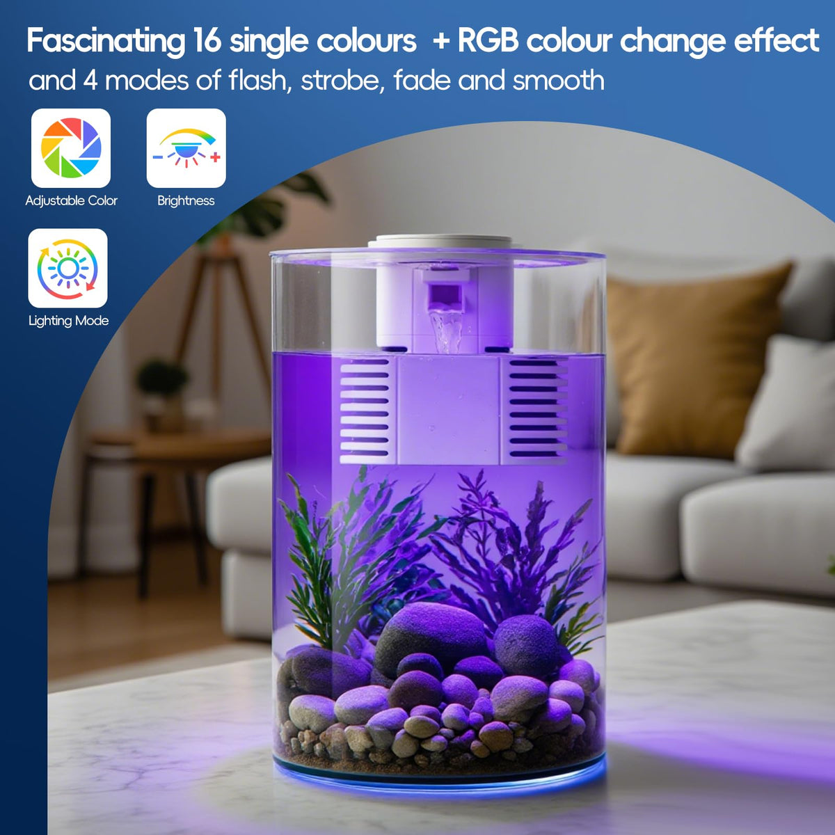 3 Gallon Self Cleaning Fish Tank Aquarium Starter Kit with Filter and Light L786