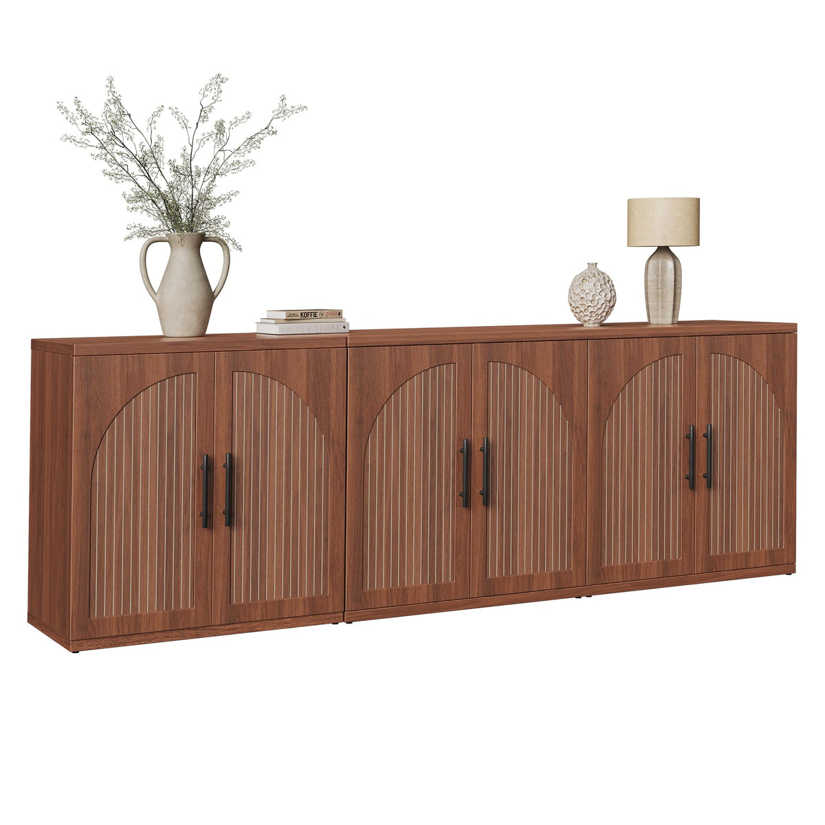 63" Fluted Walnut Credenza with Adjustable Shelf S120119