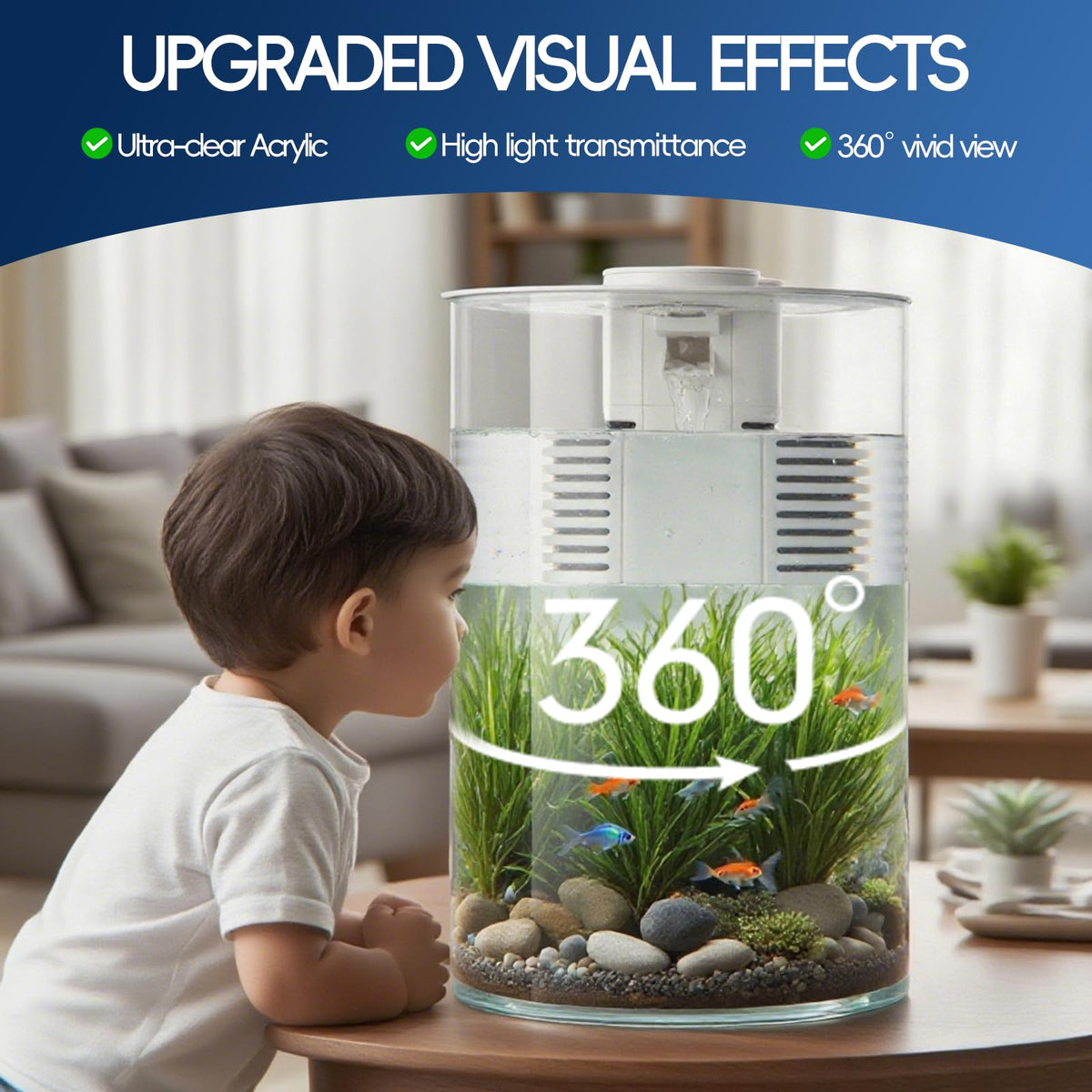 3 Gallon Self Cleaning Fish Tank Aquarium Starter Kit with Filter and Light L786