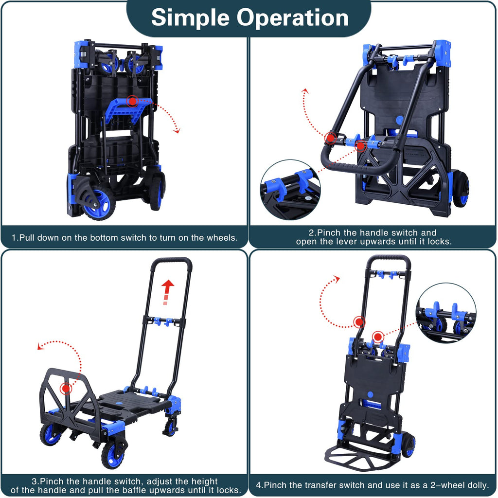 2-in-1 Foldable Hand Truck Dolly 330LB Capacity W4295