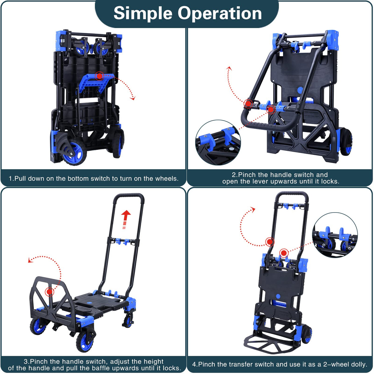 2-in-1 Foldable Hand Truck Dolly 330LB Capacity W4295
