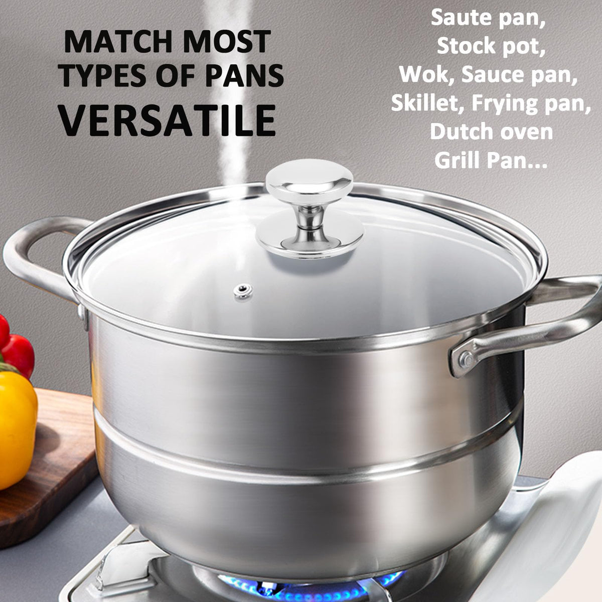 Glass Lids for Frying Pans, Pots, Cast Iron Pans G9710