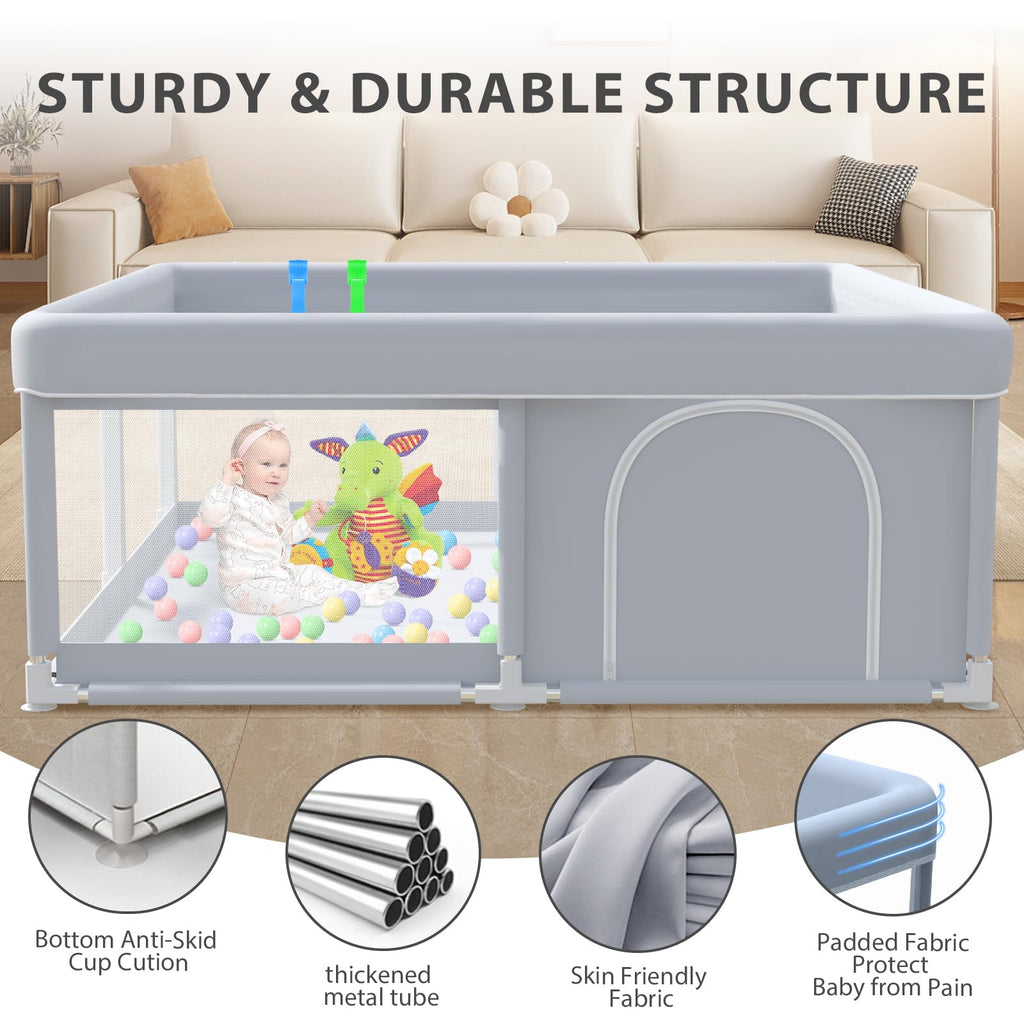 50 x 50 Inch Baby Playpen with Breathable Mesh Y37498