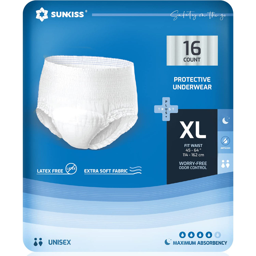 Incontinence Disposable Underwear XLarge 16 Count & Wet Wipes 200 Count K3825