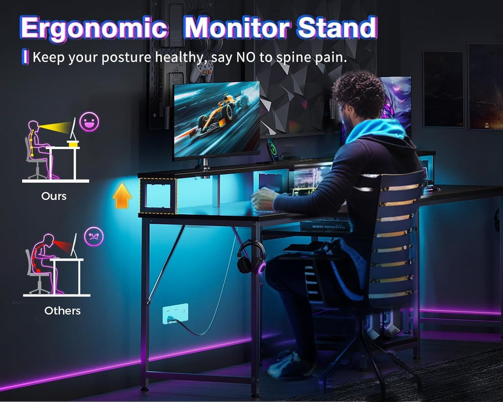 98'' 2 Person Gaming Desk with LED Lights H91294