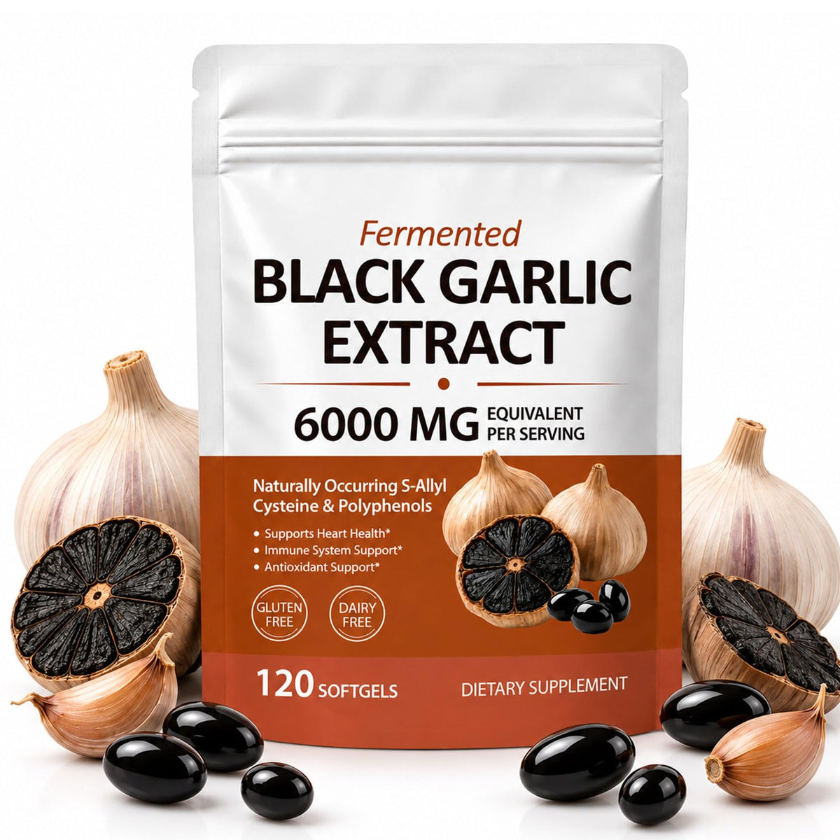 Black Garlic Extract 6000mg Vegetarian 120 Softgels W61598
