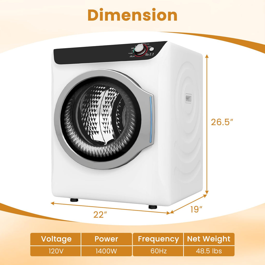 2.6 CU. FT. White Compact Electric Clothes Dryer with Stainless Steel Tub H429