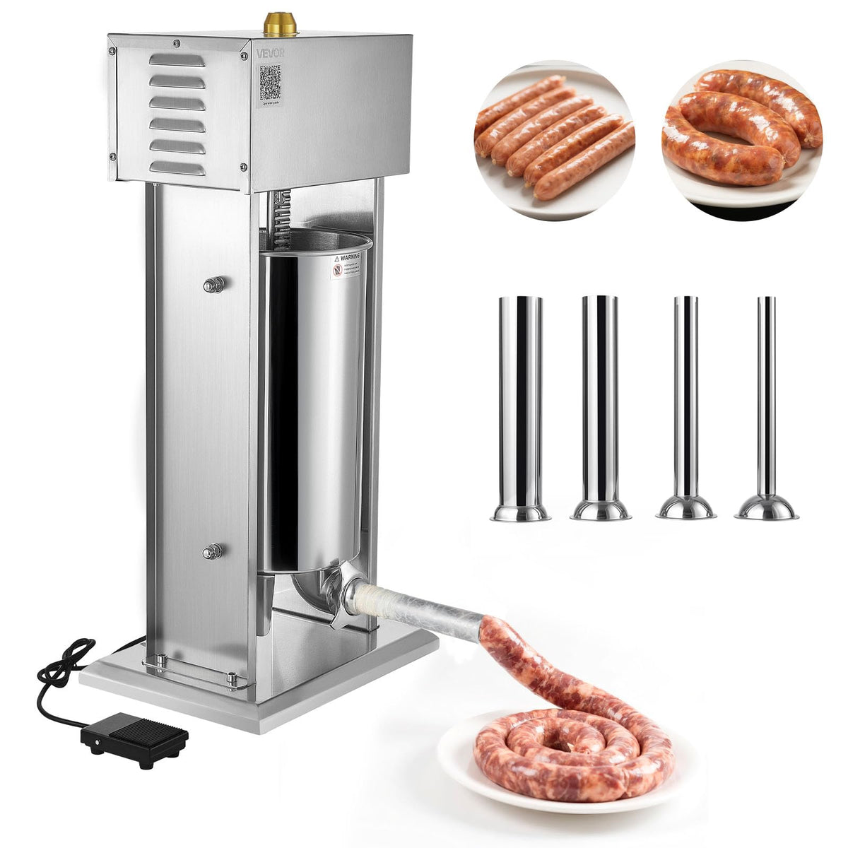 15 L Stainless Steel Electric Sausage Stuffer with 4 Stuffing Tubes E7789