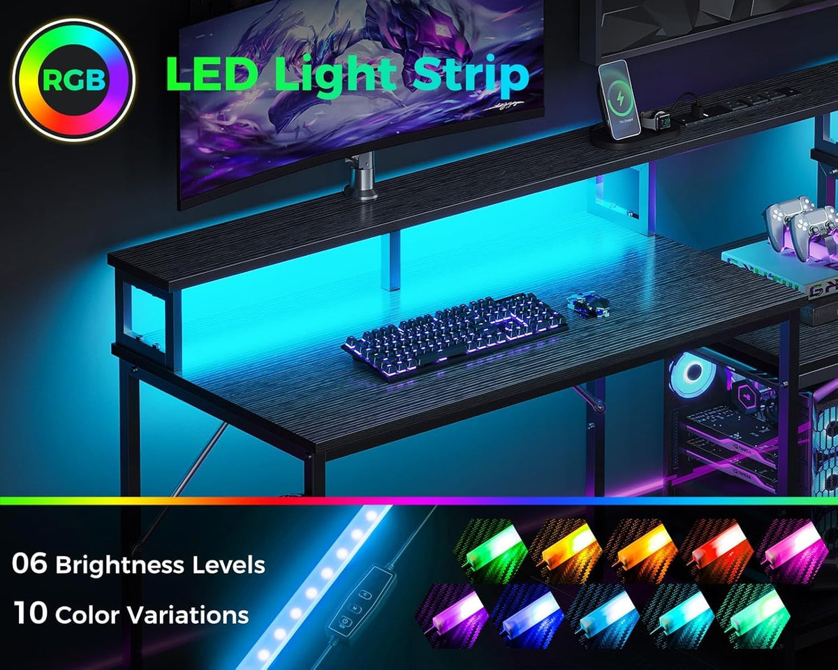 98'' 2 Person Gaming Desk with LED Lights H91294