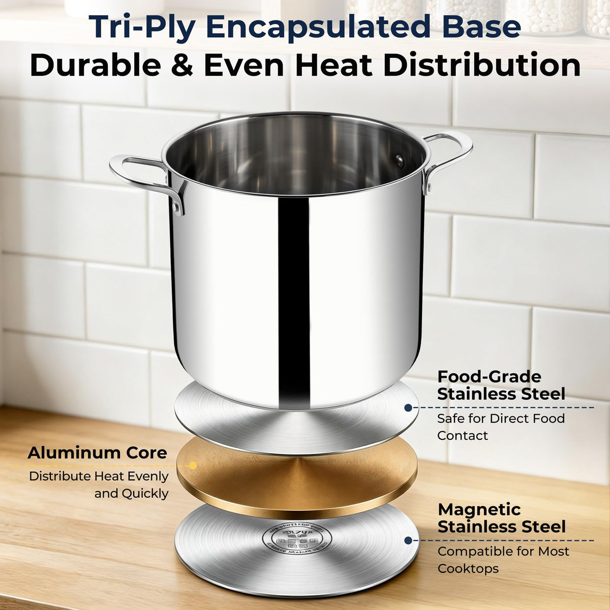8QT Stainless Steel Stock Pot with Lid K7560