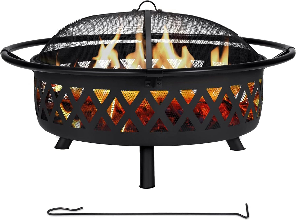 30" Wood Burning Fire Pit with Spark Screen E65788