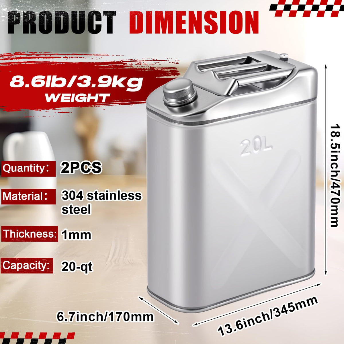 2 Pcs 5 Gallon Stainless Cooking Oil Storage Can with Lid Y5392