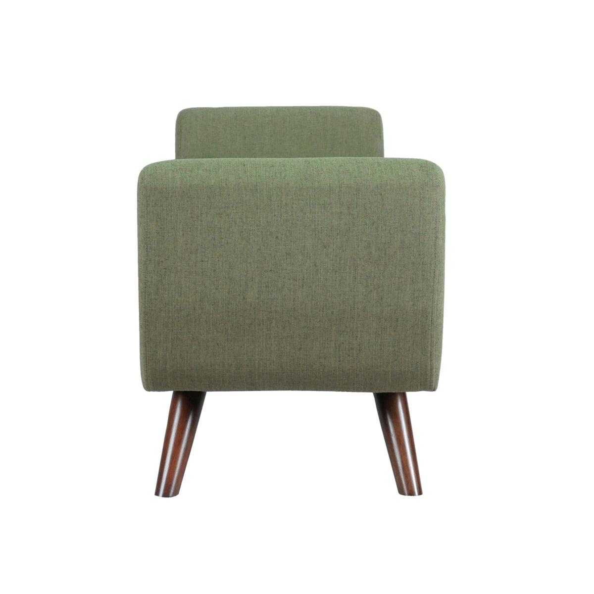 Olive Green Woven Storage Bench with Wood Legs N82773