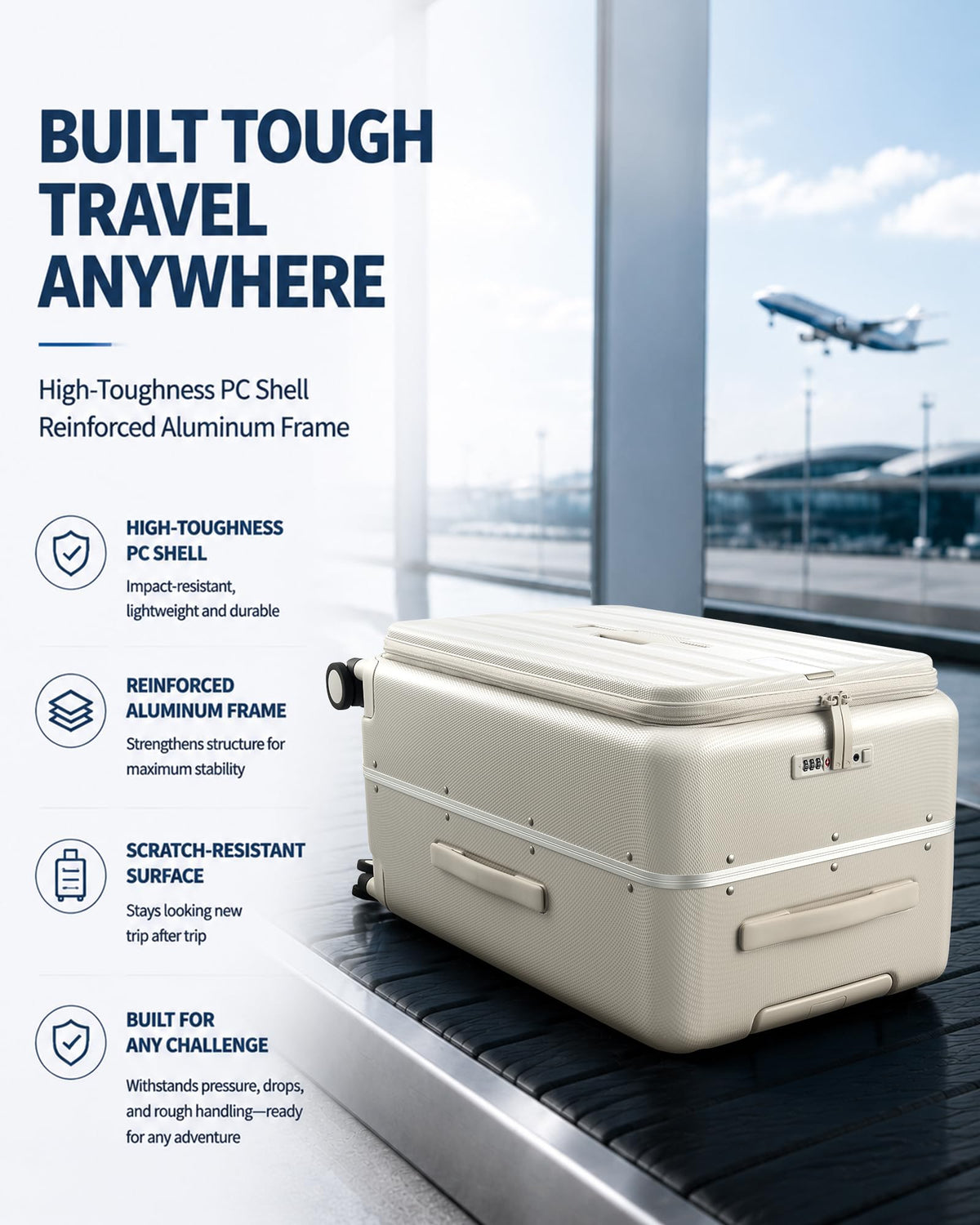 20 Inch Aluminum Frame Hard Shell Carry On Luggage with Wheels Q106022